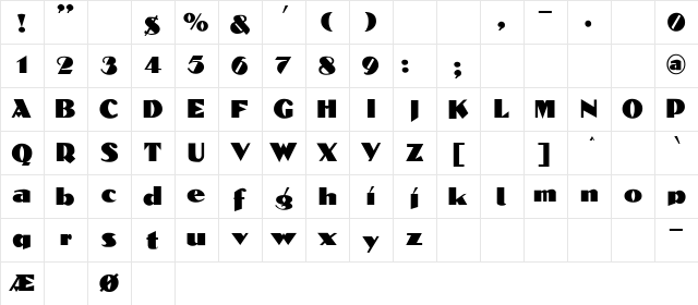 Dolmen Regular Character Map