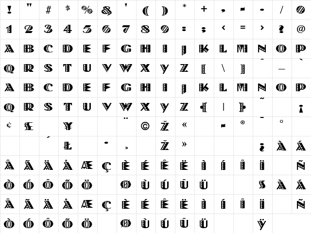 DolmenDecorated Regular Character Map