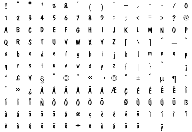 Dom Casual Regular Character Map
