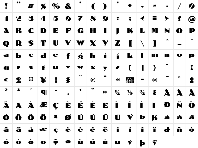 Domaign Regular Character Map