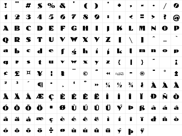 Domaign Regular Character Map