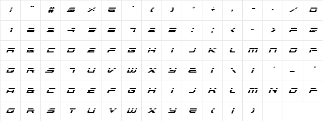 Alexis Laser Italic Laser Italic Character Map