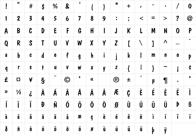 DomCasual Regular Character Map