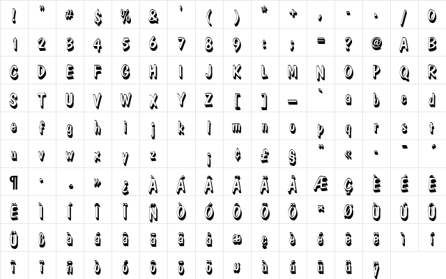 DomCasualDRegSh1 Regular Character Map