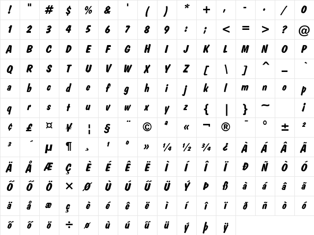 Dom DiaHU Diagonal Bold Character Map Dom DiaHU Diagonal Bold Character Map