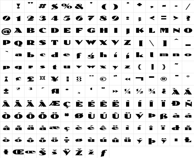DomenicExtended Regular Character Map