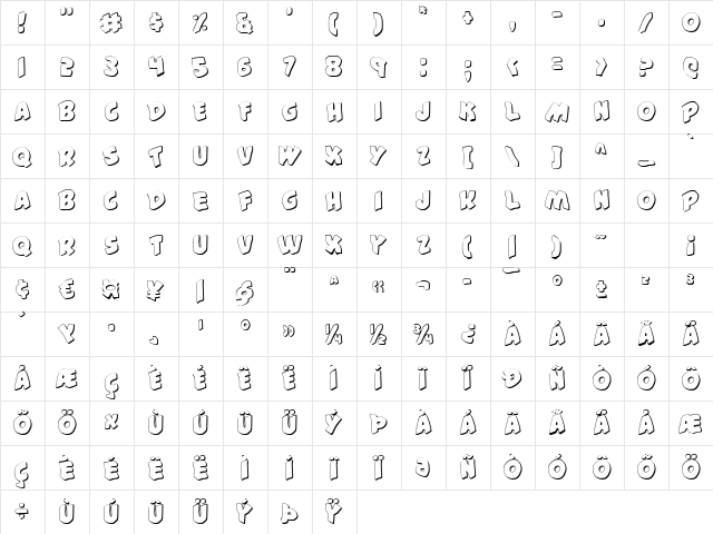 #44 Font Shadow Shadow Character Map