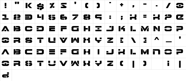 7th Service ExtraBold ExtraBold Character Map