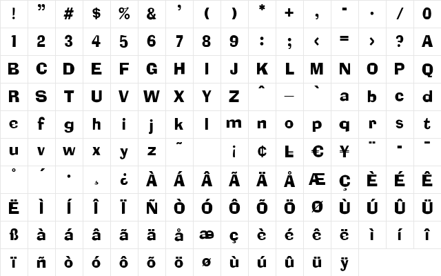 AlexisBecker Regular Character Map