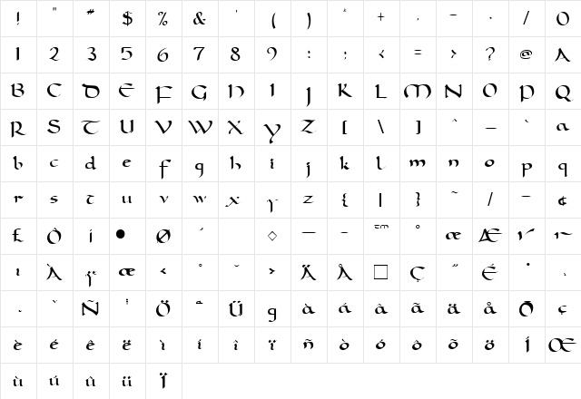 Doorman Regular Character Map