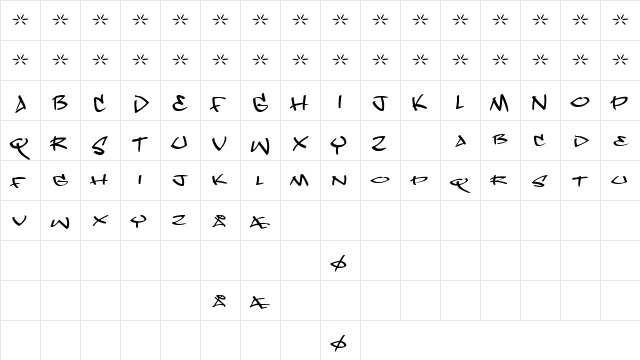 Dope Jam Regular Character Map