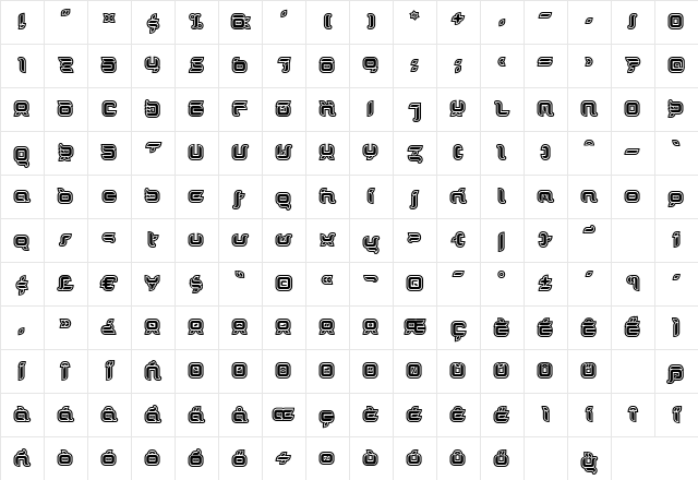 DorisOrangeOutline Medium Character Map