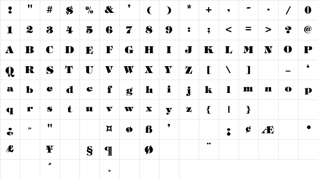 Dormeua-Heavy-Bold Regular Character Map Dormeua-Heavy-Bold Regular Character Map