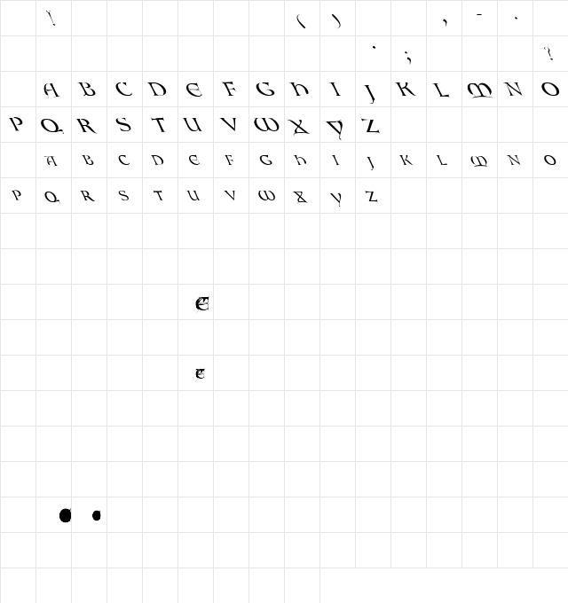 Lombardic Leftie Regular Character Map Lombardic Leftie Regular Character Map