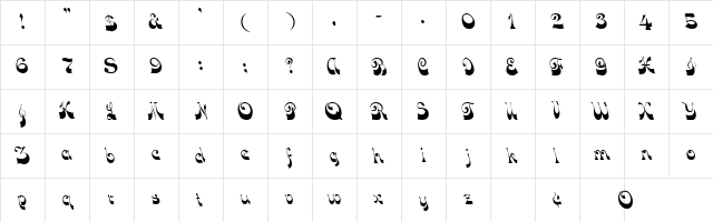 DownWind Regular Character Map