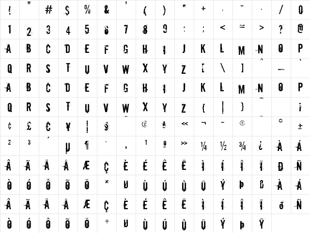 Downcome Regular Character Map