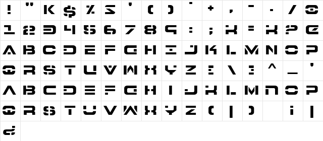 7th Service Regular Character Map