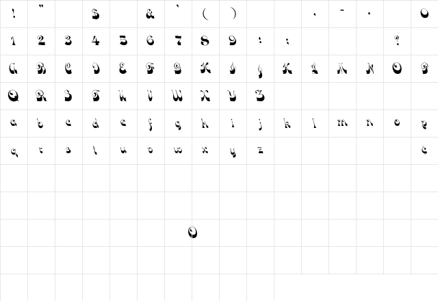 DownWind Regular Character Map