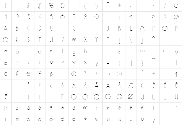 Deco-P700 Regular Character Map