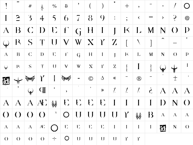 DpQuake Regular Character Map