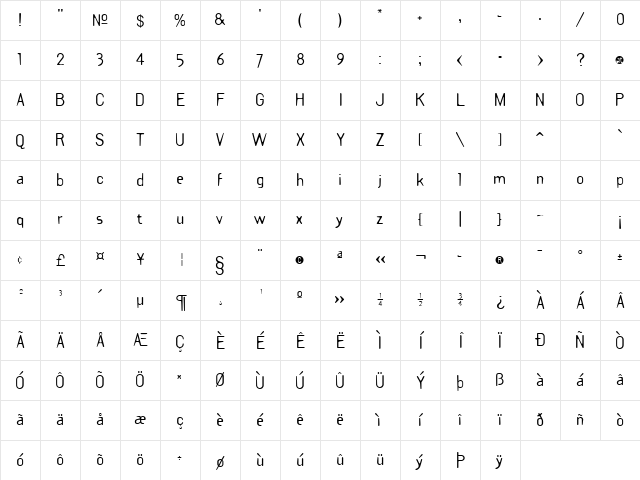 Draft Plate Regular Character Map