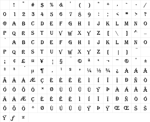Algerian Regular Character Map