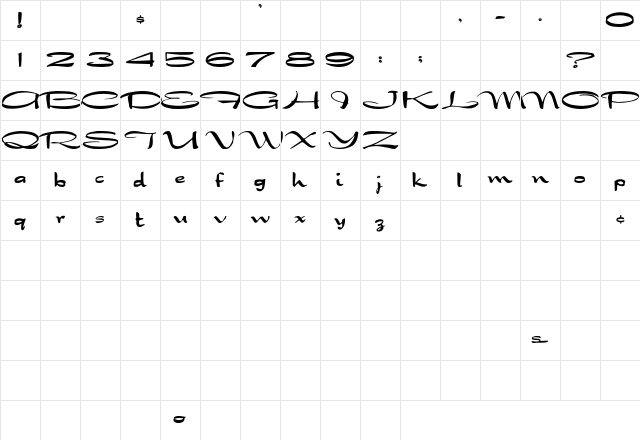 Dragonwick Regular Character Map