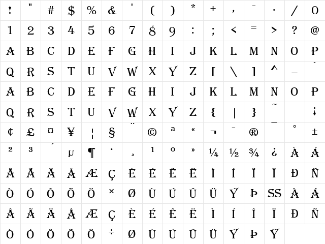 AlgerianBasD Regular Character Map
