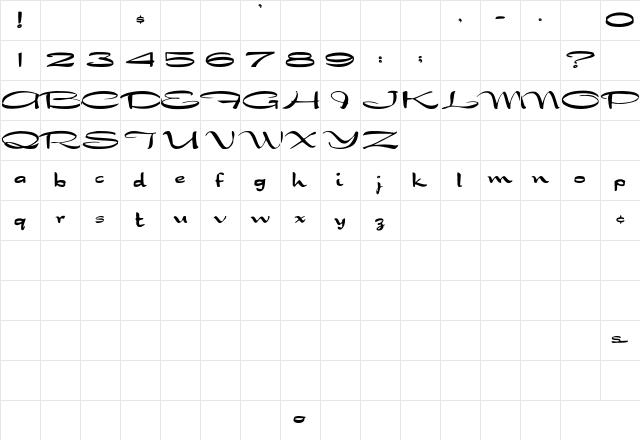 Dragonwick Regular Character Map