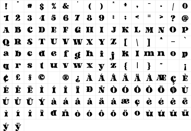 Long Beach Regular Character Map