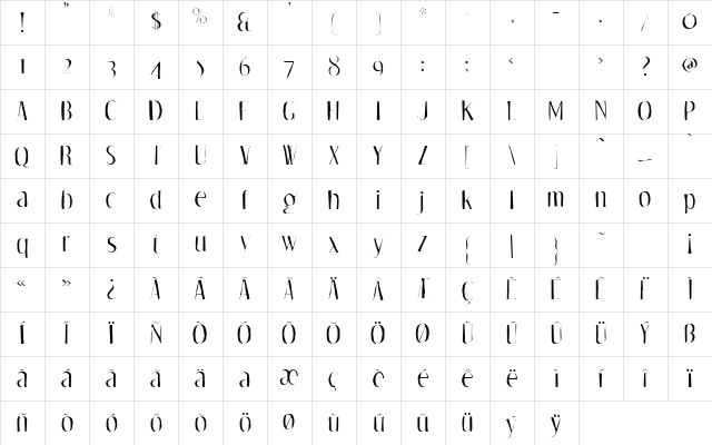 Dream Orphans Gaunt Regular Character Map Dream Orphans Gaunt Regular Character Map