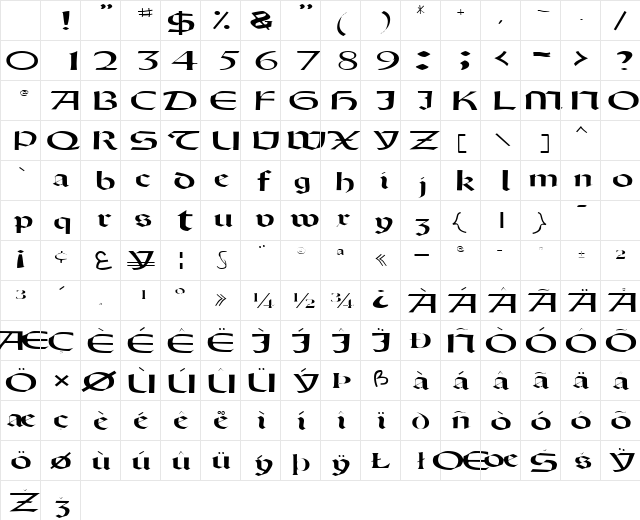 DriscollSSK Regular Character Map