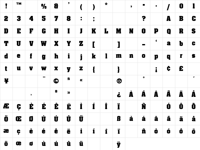Drivebye 3 Regular Character Map