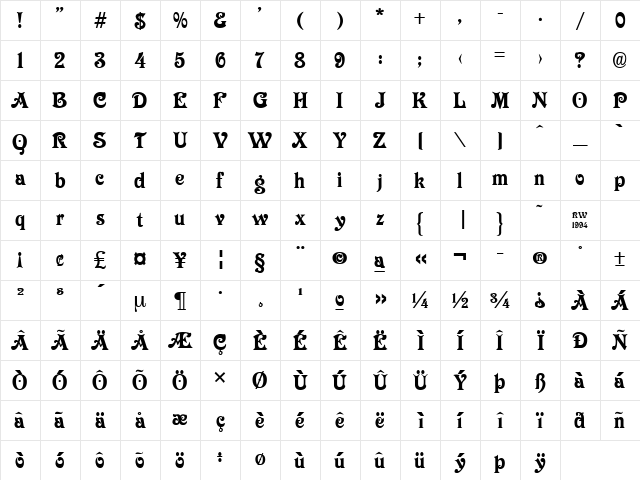 Longdon Decorative Normal Character Map