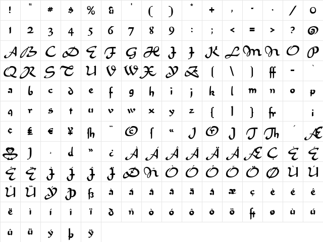 Ali Baba Regular Character Map