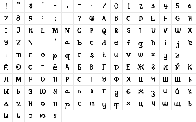 DS Goose Regular Character Map