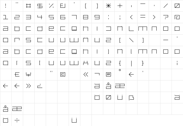 DS SQR35 Regular Character Map