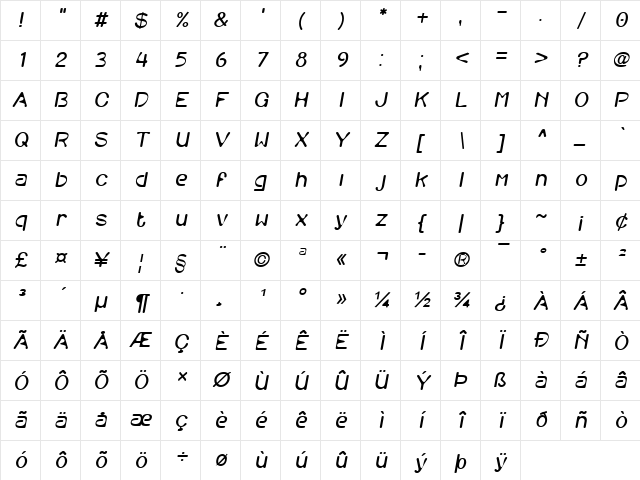 DS-Orange Italic Character Map DS-Orange Italic Character Map