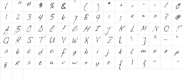 Lookout Regular Character Map