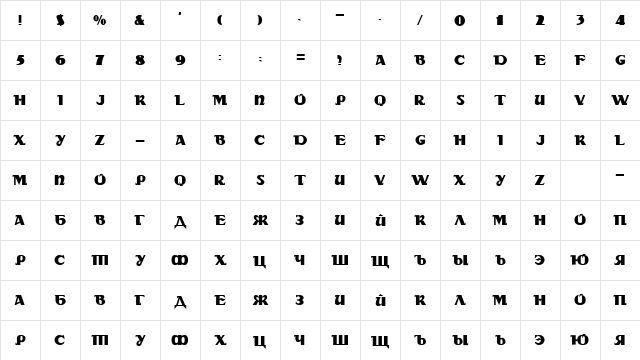 DS Rada Medium Character Map