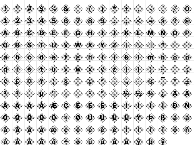 DTCFranklinGotM45 Regular Character Map