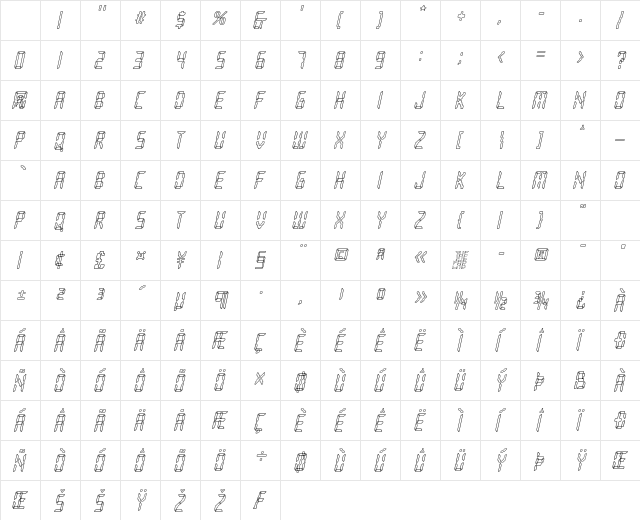 Loopy Italic Character Map