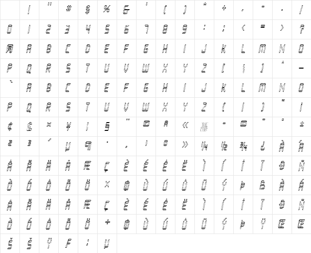 Loopy Italic Character Map