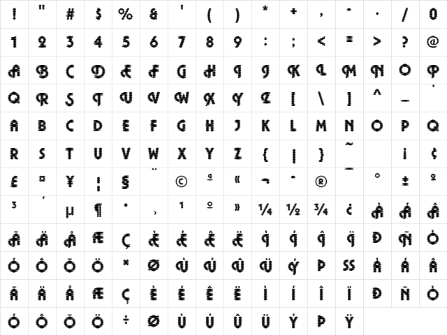 DTCPlazaM38 Regular Character Map DTCPlazaM38 Regular Character Map