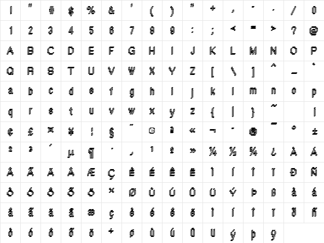 DTCRoughM44 Regular Character Map
