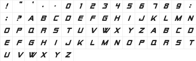 Alien Encounters Bold Italic Character Map