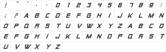 Alien Encounters Italic Character Map