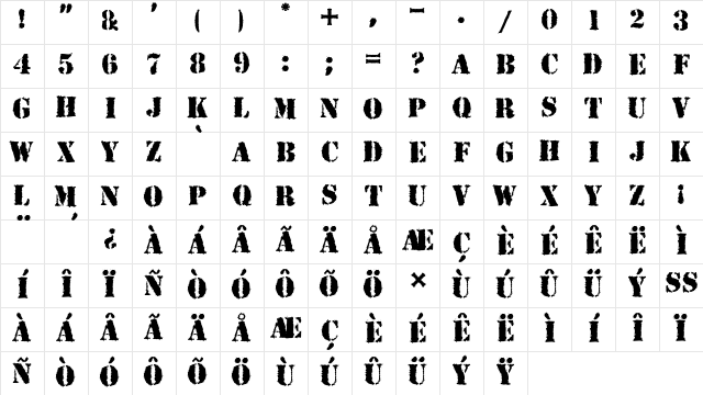 Due Date Regular Character Map