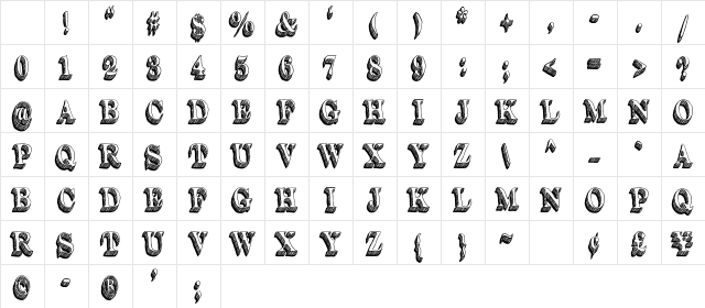 Dullard Regular Character Map Dullard Regular Character Map