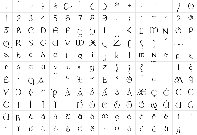 Dumaigne Regular Character Map